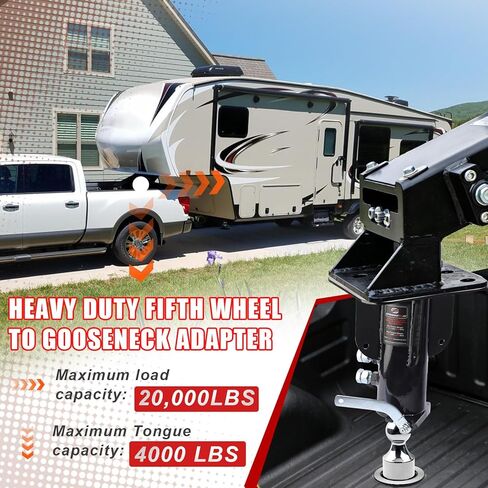 5th Wheel to Gooseneck Adapter,Height Adjustable from 14 to 19 inches,20000 LBS GTW 4000 LBS VTW,2-5/16" Ball, Compatible with RV & Camper Trailers in Saudi Arabia