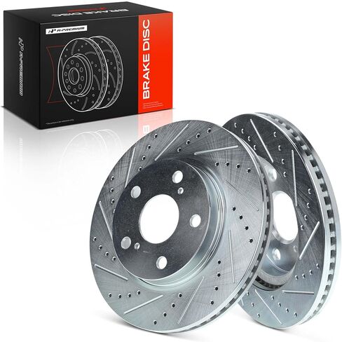 A-Premium 10.83 inch (275mm) Front Drilled and Slotted Disc Brake Rotors Compatible with Select Toyota, Lexus and Scion Models - RAV4 2006-2018, Prius V 2012-2018, HS250h 2010-2012, xB 2008-2015, 2-PC in Saudi Arabia