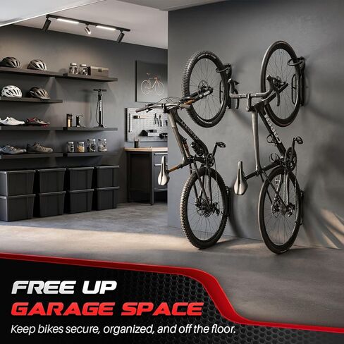Flexzion Garage Bike Rack Wall Mount (1 Pack) - Easily Hang/Detach Black Bicycle Hanger Storage System Holder with Screws - Vertical Bike Hooks for Indoor Apartment Shed, Holds up to 44lbs(20Kg) in Saudi Arabia