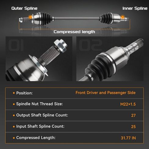 Front Left or Right CV Axle Shaft Assembly Compatible with Subaru Forester 2014 2015 2016 2017 2018 H4 2.0L/H4 2.5L, Driver and Passenger Side 66-7568 in Kuwait