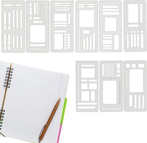 9 Pcs Planner Stencils, Reusable Flexible Record Template Set Bullet Journal Stencils, Plastic Stencil Drafting Tools Accessories for Calendar Making, Journal Planner, Layout Tools for DIY Planning in Saudi Arabia