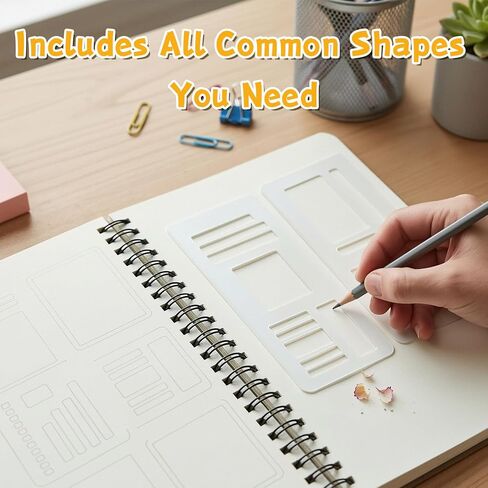 9 Pcs Planner Stencils, Reusable Flexible Record Template Set Bullet Journal Stencils, Plastic Stencil Drafting Tools Accessories for Calendar Making, Journal Planner, Layout Tools for DIY Planning in Saudi Arabia