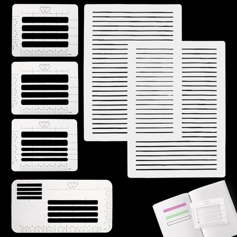 CRASPIRE 6Pc Straight Line Stencil Templates for Journaling Envelope Addressing Lettering Guide Translucent PP Straight Drawing Calligraphy Ruler Scale Spacing for Card Paper Journal Lettering Writing in Kuwait