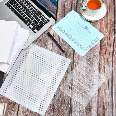 CRASPIRE 6Pc Straight Line Stencil Templates for Journaling Envelope Addressing Lettering Guide Translucent PP Straight Drawing Calligraphy Ruler Scale Spacing for Card Paper Journal Lettering Writing in Kuwait