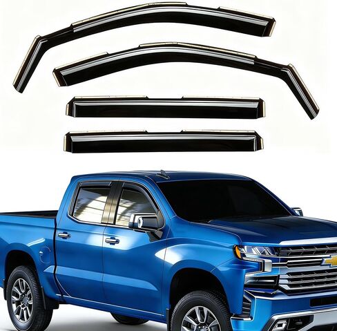 in-Channel Window Rain Guards for Chevy Silverado/GMC Sierra 1500 2019-2025 Crew Cab, Extra Durable Window Deflector Vent for Trunk GMC Sierra 1500 Exterior Side Vent Visor Shades Accessories, 4 pcs in Saudi Arabia