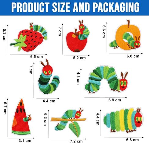 8 PCS Embroidered Sew on Iron on Patches Applique Compatible with Hungry Caterpillar in Saudi Arabia