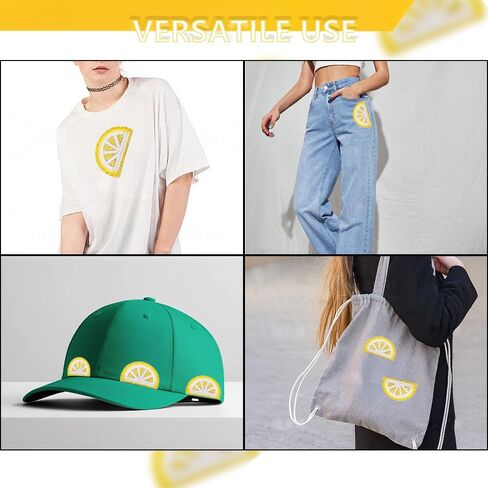 6 Pcs Lemon Embroidered Fruit Patches Sparkling Healthy Vegetables Fruit Applique Patch Sew On/Iron On Patch Applique for Clothes Dress Hat Jeans DIY Accessories in Saudi Arabia