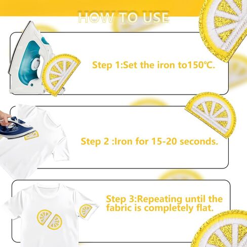6 Pcs Lemon Embroidered Fruit Patches Sparkling Healthy Vegetables Fruit Applique Patch Sew On/Iron On Patch Applique for Clothes Dress Hat Jeans DIY Accessories in Saudi Arabia