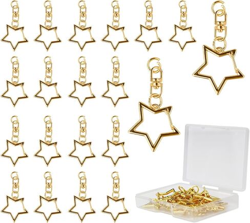 20pcs Star Swivel Hook Clips, 2.5 x 4.2 cm, Gold-Color Metal Small Lobster Claw Clasps for Keychains, Key Chain Clips for Crafts, Bag Chain Hook Replacement, DIY Keyring, Charms (Gold,20pcs) in Saudi Arabia