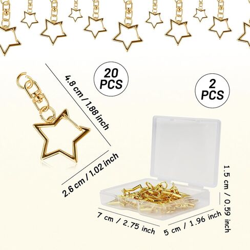 20pcs Star Swivel Hook Clips, 2.5 x 4.2 cm, Gold-Color Metal Small Lobster Claw Clasps for Keychains, Key Chain Clips for Crafts, Bag Chain Hook Replacement, DIY Keyring, Charms (Gold,20pcs) in Saudi Arabia