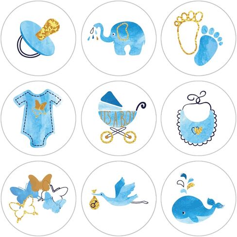 180 Chocolate Drop Labels Stickers Party Decoration, Elephant Theme Party Favor Decoration Stickers 0.75 Inch (Light Blue) in Saudi Arabia