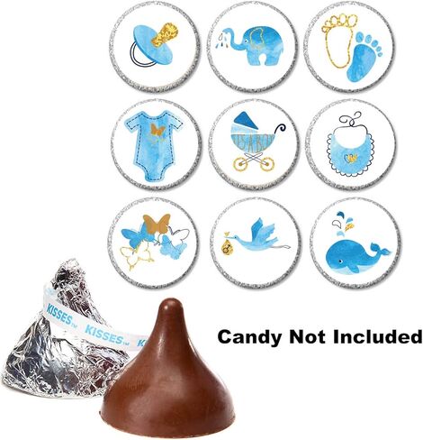 180 Chocolate Drop Labels Stickers Party Decoration, Elephant Theme Party Favor Decoration Stickers 0.75 Inch (Light Blue) in Saudi Arabia