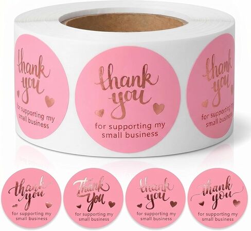 500pcs Thank You Sticker 1.5 Inch Pink and Rose Gold Thank You Stickers for Small Business, Small Business Packaging, Self-Adhesive Waterproof Stickers, Envelope Seals，Shipping Boxes，Gift Bags in Saudi Arabia