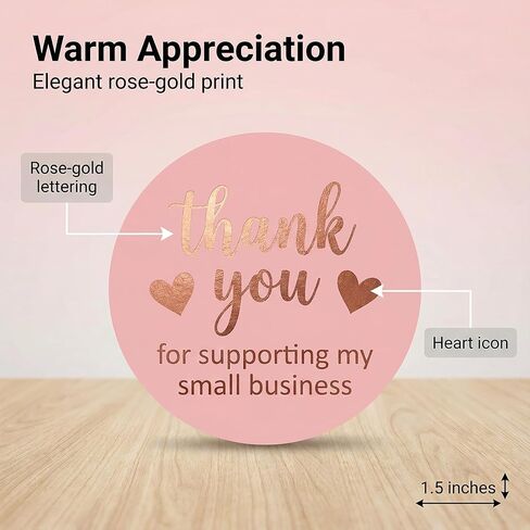 500pcs Thank You Sticker 1.5 Inch Pink and Rose Gold Thank You Stickers for Small Business, Small Business Packaging, Self-Adhesive Waterproof Stickers, Envelope Seals，Shipping Boxes，Gift Bags in Saudi Arabia