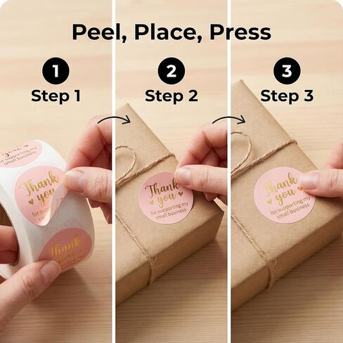 500pcs Thank You Sticker 1.5 Inch Pink and Rose Gold Thank You Stickers for Small Business, Small Business Packaging, Self-Adhesive Waterproof Stickers, Envelope Seals，Shipping Boxes，Gift Bags in Saudi Arabia