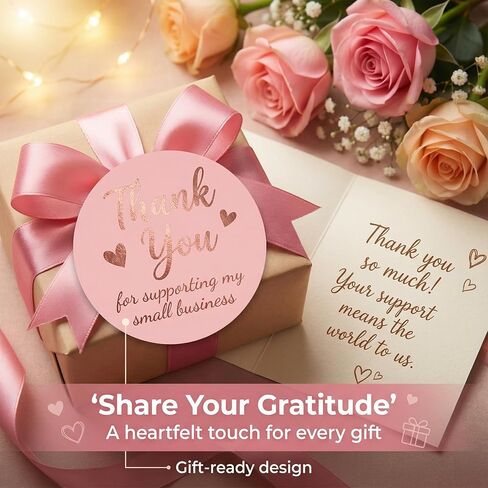 500pcs Thank You Sticker 1.5 Inch Pink and Rose Gold Thank You Stickers for Small Business, Small Business Packaging, Self-Adhesive Waterproof Stickers, Envelope Seals，Shipping Boxes，Gift Bags in Saudi Arabia