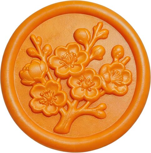 Mceal Wax Seal Stickers - 50 Pcs Peony Persimmon Orange 3D Embossed Stickers with Strong Adhesive 30mm/1.18Inches Diameter for Invitation Gift Wrapping Christmas Holiday in Saudi Arabia