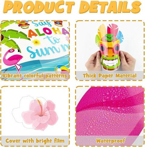 Summer Bulletin Board Decorations Set, May June Tropical Palm Classroom Decoration Aloha Summer Flamingo Tiki Cutouts Hawaiian Luau Holiday School Library VBS Window Wall Door Decor for Teacher in Saudi Arabia