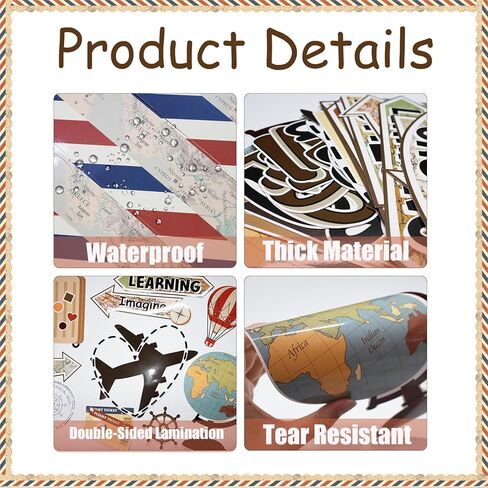 Travel Theme Bulletin Board Decorations Set with Borders Vintage Let The Adventure Begin Cutouts Decor for Teachers Explore Voyage Motivational for Class School Classroom Bulletin Board Decoration in Kuwait