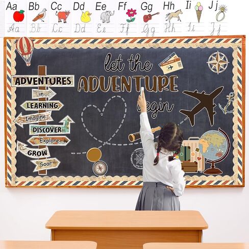 Travel Theme Bulletin Board Decorations Set with Borders Vintage Let The Adventure Begin Cutouts Decor for Teachers Explore Voyage Motivational for Class School Classroom Bulletin Board Decoration in Kuwait