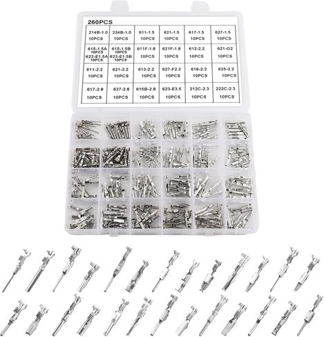 260PCS Car Wire Pin Connectors Kit,Multi-Size Electrical Pins Terminals Kit Includes 3.5/2.8/2.2/1.8/1.5/1mm,Male & Female Crimped Electric Connector Pins for Cars,Motorcycles in Saudi Arabia
