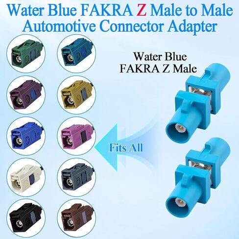 QIANRENON Universal FAKRA Z ذكر إلى ذكر سيارة RF موصل موسع أزرق مائي FAKRA-Z التوصيل لتوصيل محول هوائي السيارة، للتوصيل الممتد قياس اختبار منفذ FAKRA للسيارات، قطعتان in Kuwait