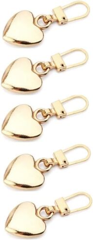 5Pcs Gold Heart Shaped Zipper Pull Replacement, Metal Backpack Zipper Repair for Coats, Jackets, Pants, Luggage in Saudi Arabia