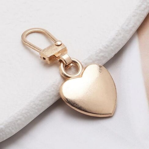 5Pcs Gold Heart Shaped Zipper Pull Replacement, Metal Backpack Zipper Repair for Coats, Jackets, Pants, Luggage in Saudi Arabia