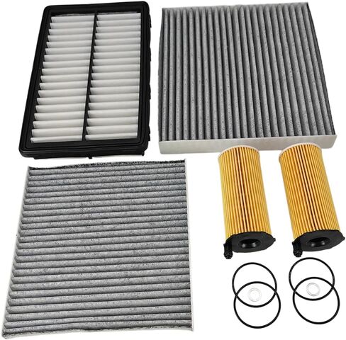 Engine & Cabin Air Filter (Front & Rear) & 2 Pack Oil Filters Fit for 2022-2026 Kia Carnival V6 3.5L Replace 28113-L1000 97133-R0000 97133-R0500 26320-3N000 in Kuwait