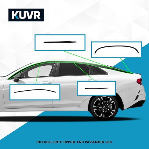 تراكب حذف الكروم للنافذة الجانبية المقطوعة مسبقًا متوافق مع KIA K5 2021-2026 | غلاف غلاف من الفينيل القابل للتمدد مقطوع بدقة (أسود لامع) in Kuwait