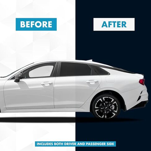 تراكب حذف الكروم للنافذة الجانبية المقطوعة مسبقًا متوافق مع KIA K5 2021-2026 | غلاف غلاف من الفينيل القابل للتمدد مقطوع بدقة (أسود لامع) in Kuwait