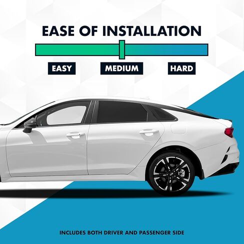 تراكب حذف الكروم للنافذة الجانبية المقطوعة مسبقًا متوافق مع KIA K5 2021-2026 | غلاف غلاف من الفينيل القابل للتمدد مقطوع بدقة (أسود لامع) in Kuwait
