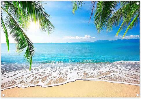 ZTHMOE 7x5ft Fabric Summer Hawaii Beach Photography Backdrop Tropical Seaside Palm Trees Background Luau Aloha Baby Shower Party Decoration Banner Photo Booth in Saudi Arabia