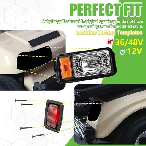 DRIVE UP Golf Cart Light Kit, Club Car DS Halogen Headlight and LED Tail Light Kit for DS 1993-up Gas and Electric Golf Carts Factory Style, Club Car Light OEM 101988002 101988001 in Saudi Arabia