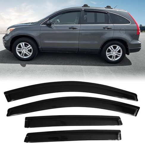 FREEMOTOR802® Tape-on Side Window Visors Wind Deflectors Rain Guards Vent Visors, Compatible with 2007-2011 Honda CR-V 4-Door, Slim Style Smoke Tinted Acrylic 4 Pieces in Kuwait