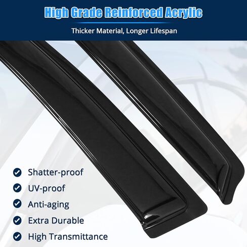 FREEMOTOR802® Tape-on Side Window Visors Wind Deflectors Rain Guards Vent Visors, Compatible with 2007-2011 Honda CR-V 4-Door, Slim Style Smoke Tinted Acrylic 4 Pieces in Kuwait