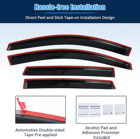 FREEMOTOR802® Tape-on Side Window Visors Wind Deflectors Rain Guards Vent Visors, Compatible with 2007-2011 Honda CR-V 4-Door, Slim Style Smoke Tinted Acrylic 4 Pieces in Kuwait
