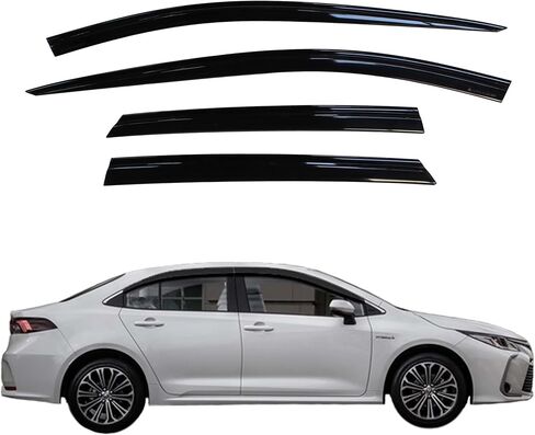 AUTOCLOVER Tape-On Rain Guards Window Visors 4 Pcs Set for Toyota Corolla 2020 2021 2022 2023 2024 2025 / Window Deflectors, Out-Channel Vent Shades (Smoked) in Kuwait
