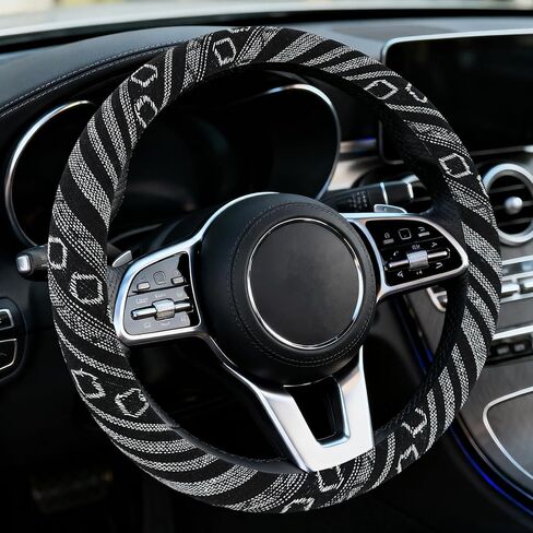 Boho Car Steering Wheel Cover, Ethnic Style Steering Wheel Covers Protector, Bohemian Anti-Slip Breathable Linen Auto Wheels Cover Fits 15 Inch, Universal Interior Car Accessories (Style C) in Kuwait
