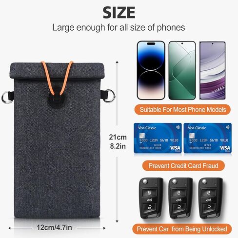 Faraday Bags for Phones 2 Pack, Signal Blocking Bag, Go Dark Bag, RFID Blocking Pouch for Cell Phone, Car Key Fob, Credit Cards (Dark Gray) in Saudi Arabia