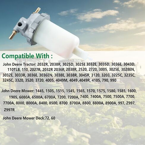 AM881823 Fuel Water Separator Filter Compatible with John Deere Tractor 2032R 3033R 3036E 3043D,Mower Deck 72 60, Mower1445 1505 1515 in Saudi Arabia