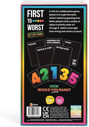 FIRST TO WORST After Dark Party Game – The Adult Card Game About How Your Friends & Family Rank Things | Funny Ranking & Guessing Board Game for Adults, Couples, Game Nights, Parties & Fun Gift Ideas in Saudi Arabia