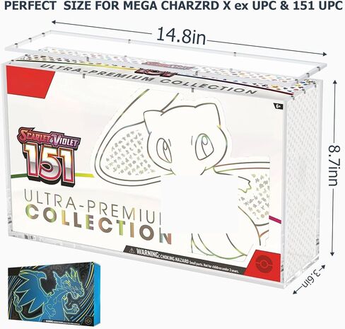 UPC Acrylic Case for Mega Charizard X ex UPC & Scarlet and Violet 151 UPC Magnetic Closure 6mm Thick Acrylic Magnetic Lid Compatible with Charizard X e UPC & 151 Ultra Premium Collection in Saudi Arabia