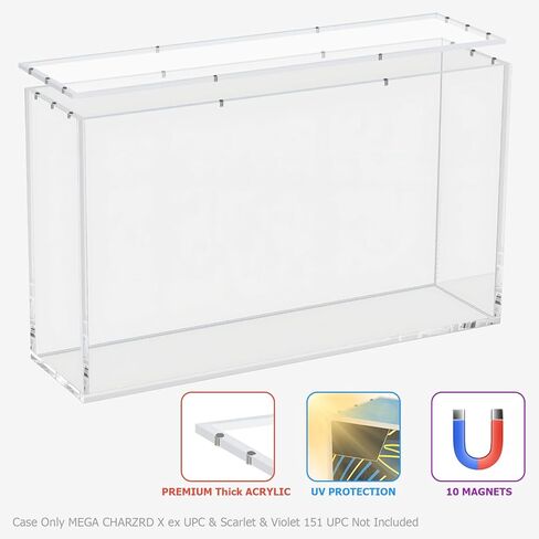 UPC Acrylic Case for Mega Charizard X ex UPC & Scarlet and Violet 151 UPC Magnetic Closure 6mm Thick Acrylic Magnetic Lid Compatible with Charizard X e UPC & 151 Ultra Premium Collection in Saudi Arabia