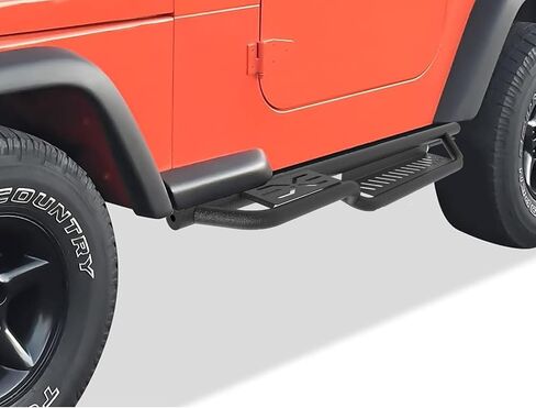 Running Boards Compatible with 1997-2006 Wrangler TJ 2 Door, Two-Step Nerf Bars Side Step Rails, 6" Heavy Duty Steel Bolt-on Side Bars, Black in Saudi Arabia