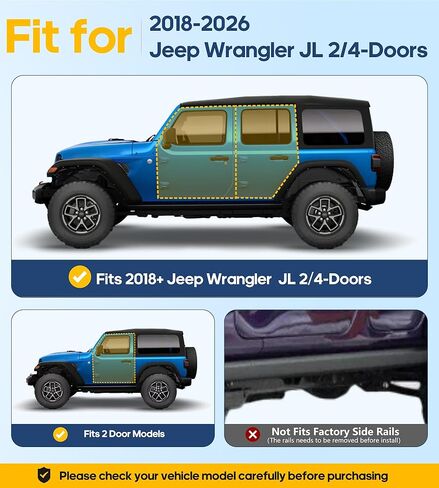 لوحات تشغيل Trumgeta Auxchemic المضادة للصدأ تناسب 2018-2026 Jeep Wrangler JL 2-Dr/4-Dr(ليست لقضبان الصخور)، خطوات جانبية مقاومة للخدش، فولاذ كربوني شديد التحمل، حماية من الصخور على الطرق الوعرة in Kuwait