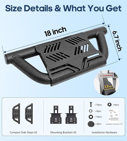 لوحات تشغيل Trumgeta Auxchemic المضادة للصدأ تناسب 2018-2026 Jeep Wrangler JL 2-Dr/4-Dr(ليست لقضبان الصخور)، خطوات جانبية مقاومة للخدش، فولاذ كربوني شديد التحمل، حماية من الصخور على الطرق الوعرة in Kuwait