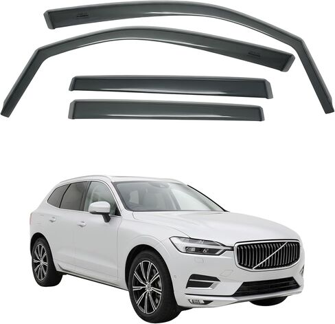 واقي مطر لنافذة السيارة داخل القناة متوافق مع فولفو XC60 (MK2، 2018 إلى الوقت الحاضر) 4 قطع، صناعة تايوانية دقيقة وشفافة منحرفات رياح السيارة لا توجد أقنعة تسرب المياه in Kuwait