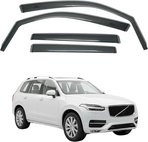 واقي مطر لنافذة السيارة داخل القناة متوافق مع فولفو XC60 (MK2، 2018 إلى الوقت الحاضر) 4 قطع، صناعة تايوانية دقيقة وشفافة منحرفات رياح السيارة لا توجد أقنعة تسرب المياه in Kuwait