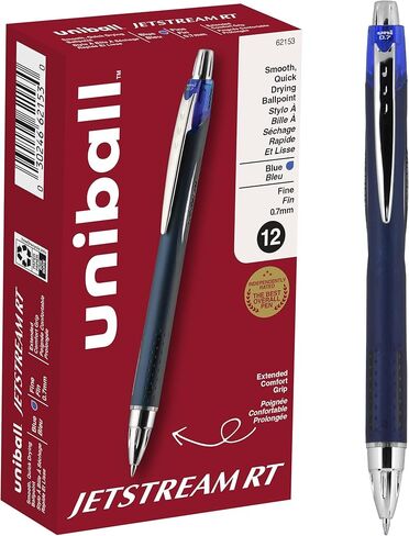 uni-ball® Jetstream™ RT Retractable Ballpoint Pens, Fine Point, 0.7 mm, Blue Barrel, Blue Ink, Pack Of 12 in Saudi Arabia